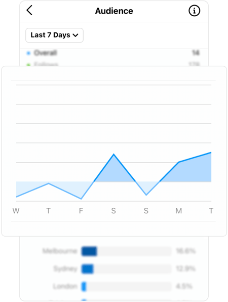 Screenshot of instagram audience insights with enlarged graph