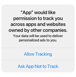 App modal that asks a user to allow tracking