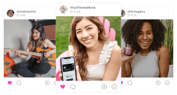 Pictures of three TRIBE micro-influencers