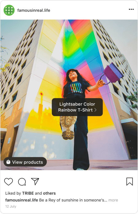 Screenshot of Instagram Post with visible product tags