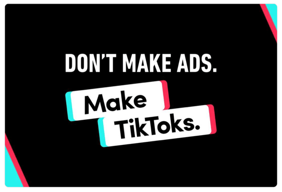 TikTok marketing "Don't make ads. Make TikToks."