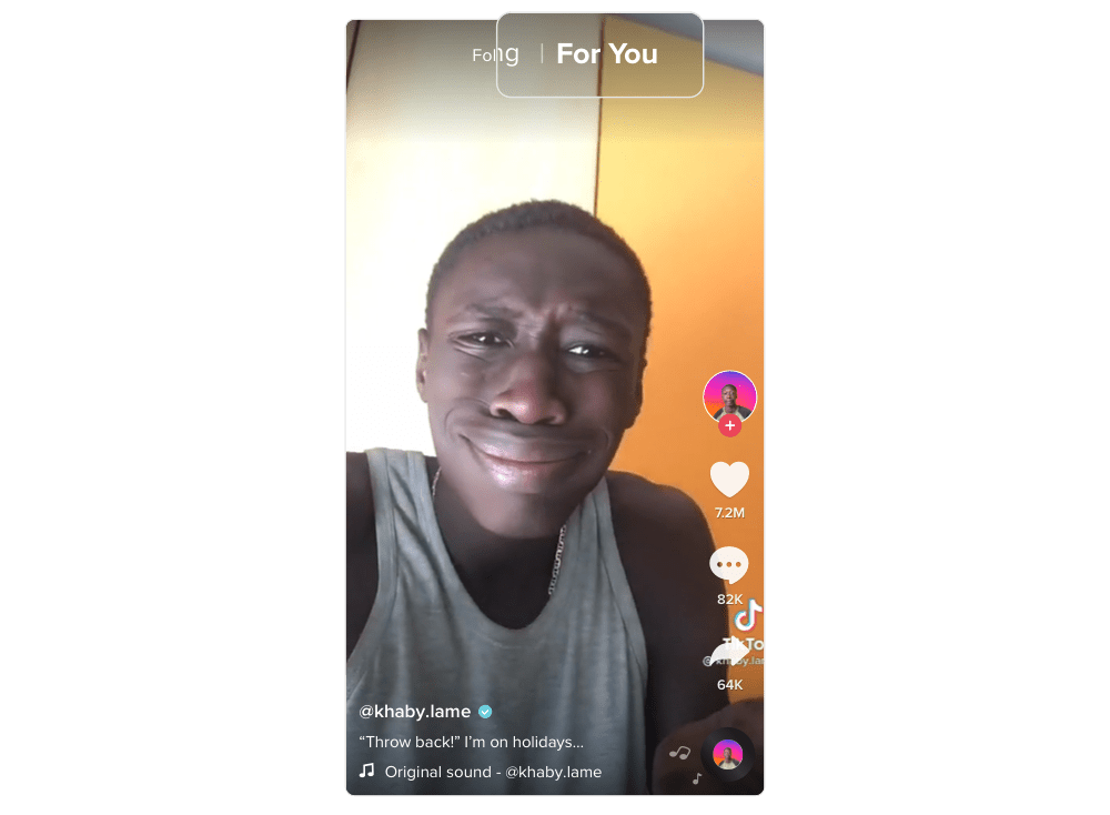 Tiktok screenshot of a man looking quizzically at the screen, For You is highlighted