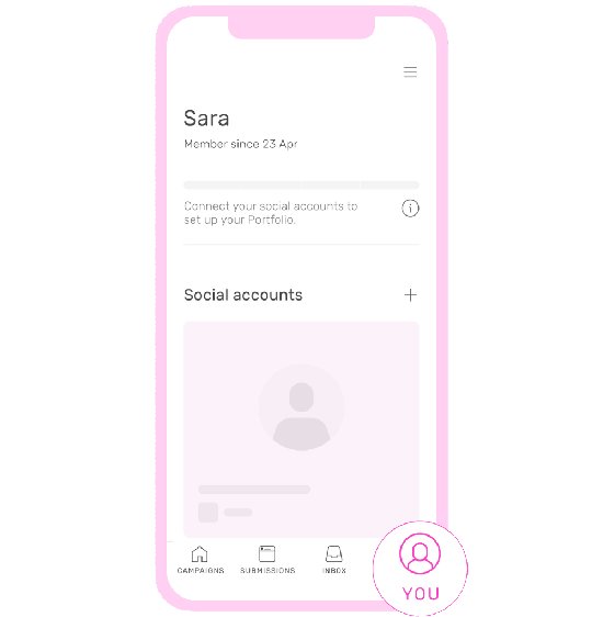 GIF of process to connect a social account on the TRIBE app