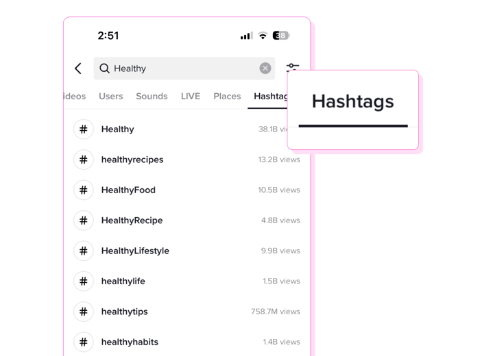 how to search for hashtags on TikTok