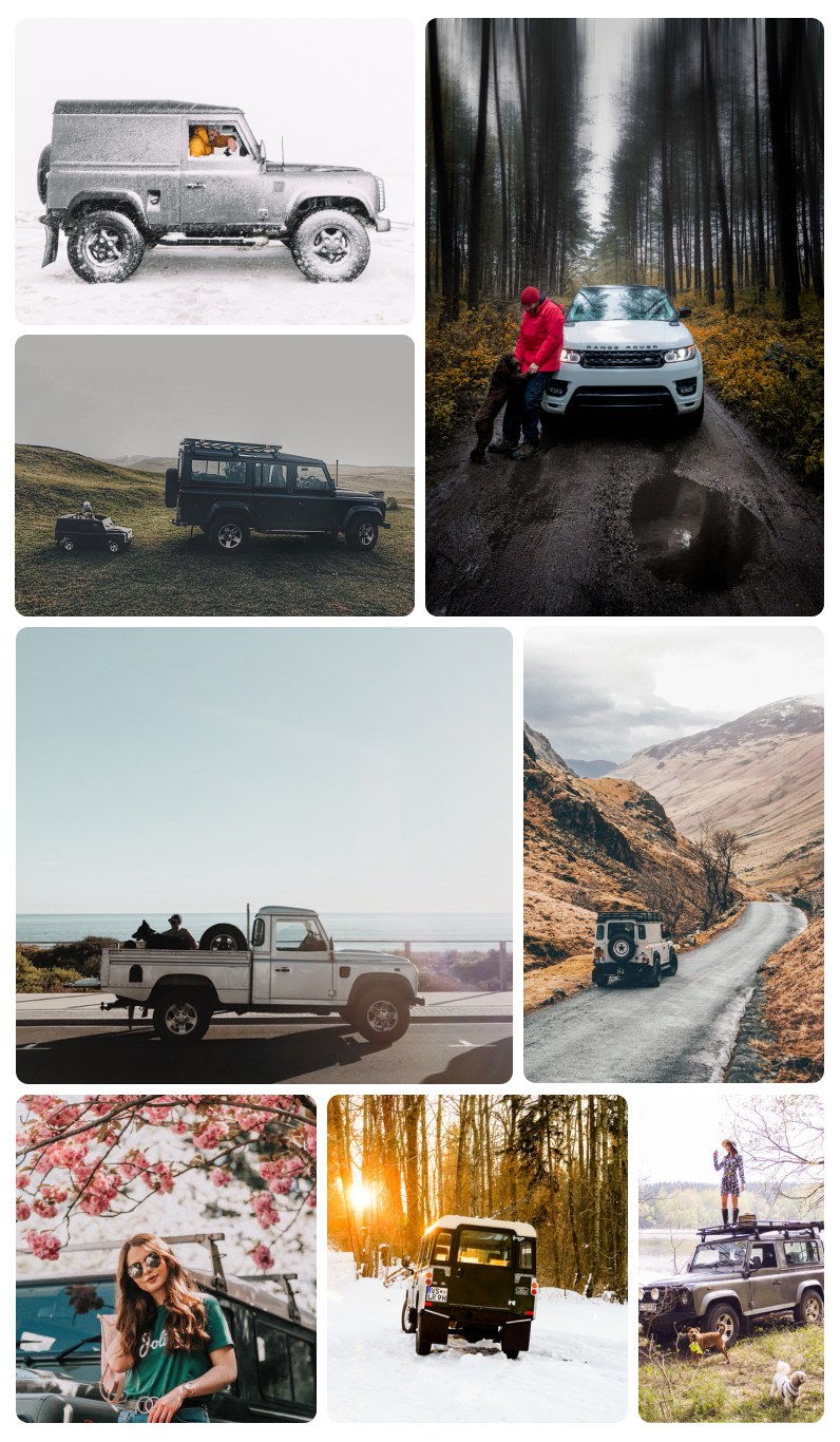 A selection of creator content crafted for Land Rover