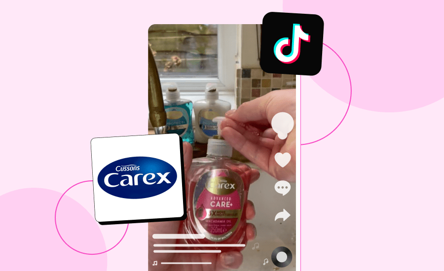 hand uses hand wash at the sink in a tiktok screenshot