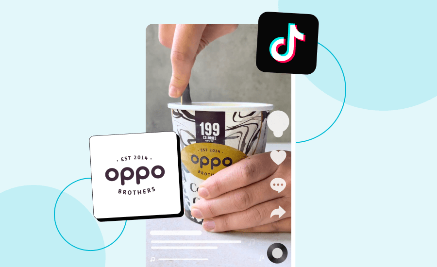 Screenshot of a TikTok featuring hands holding Oppo Brothers ice cream