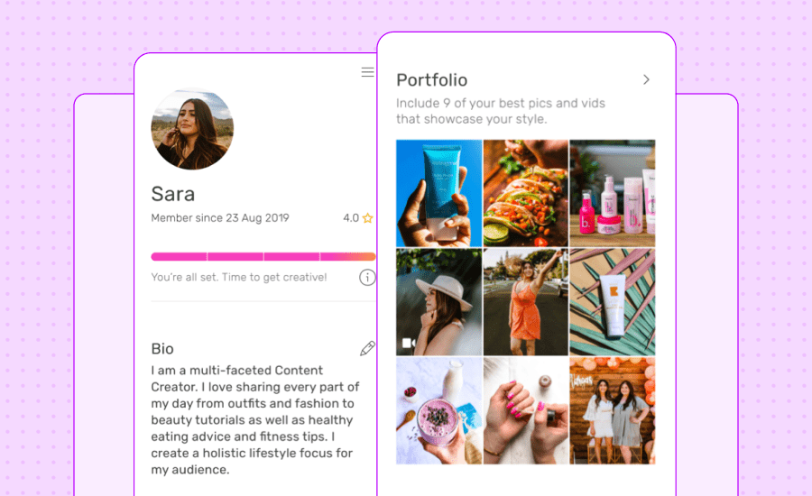 Exmple of a Creator Portfolio on the TRIBE app