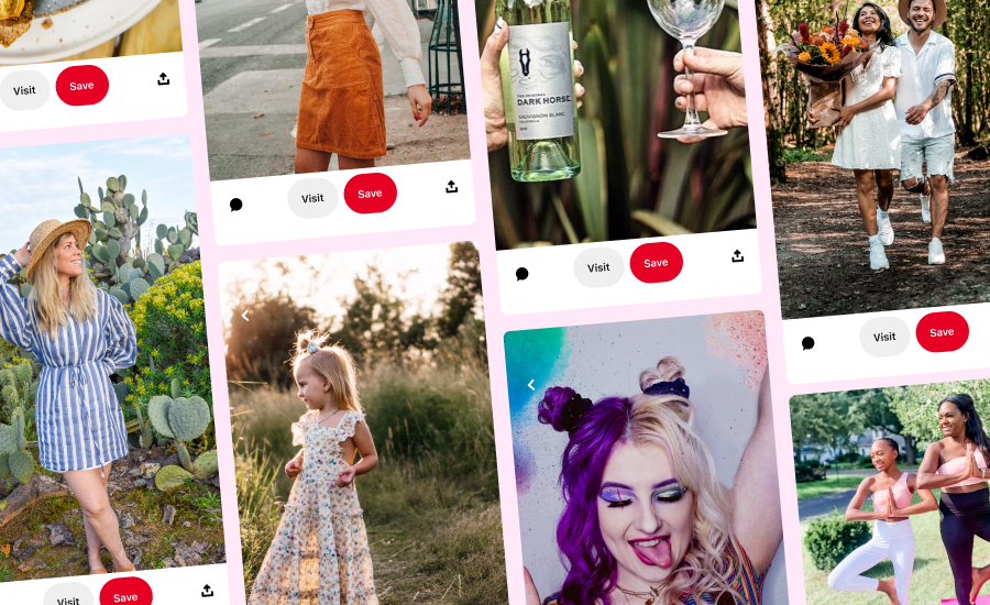 A selection of pinterest posts featuring TRIBE creator content